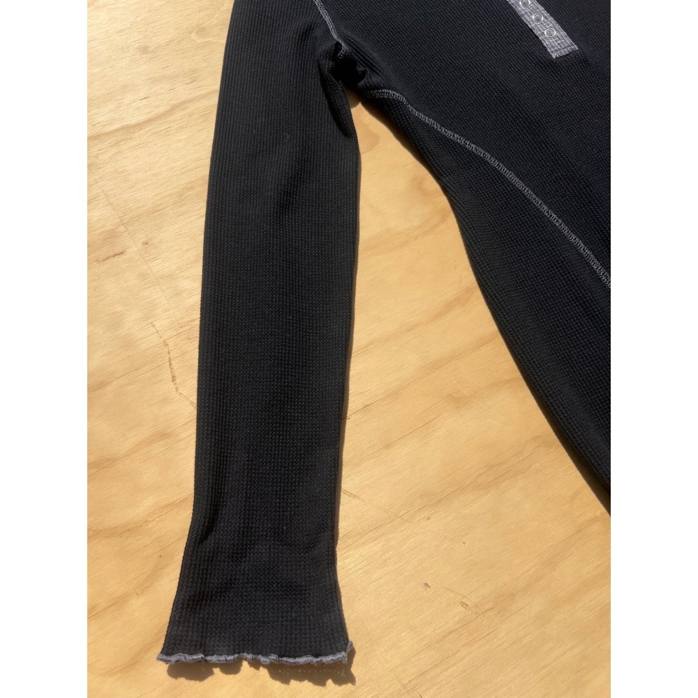 White Birch Womens Waffle Knit Henley Top Charcoal Black Long Sleeve Medium - Picture 5 of 7